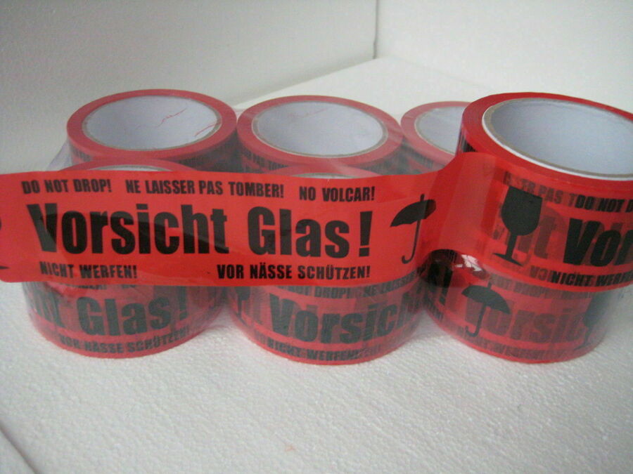 1 Rolle Klebeband Vorsicht Glas 66 Lfm Lang 48mm Paketklebeband Zerbrechlich Ebay