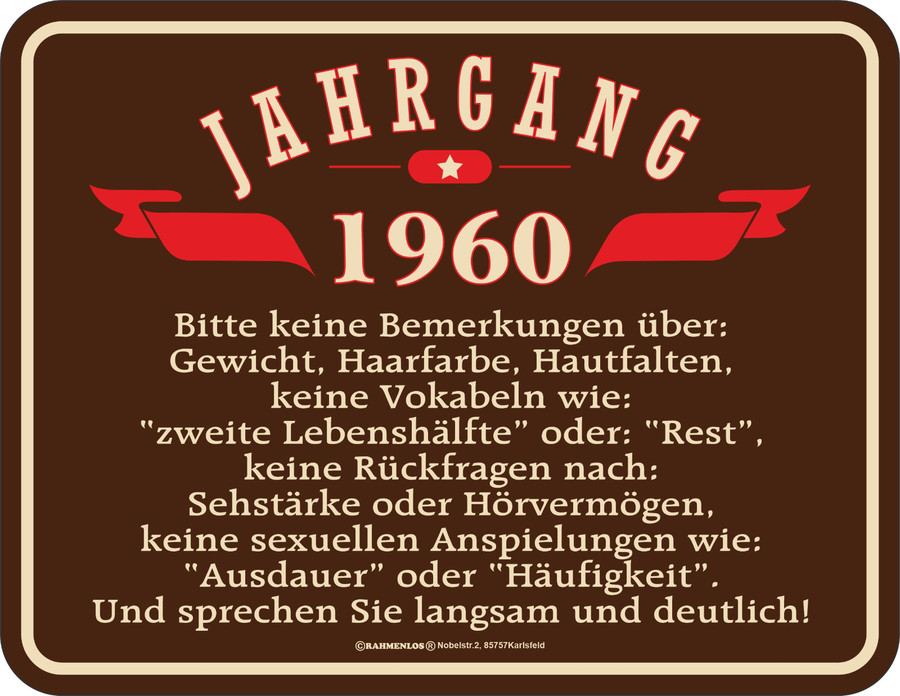 Geburtstag Spruche Schilder Jahrgang 1960 Geschenk Blechschild Ebay