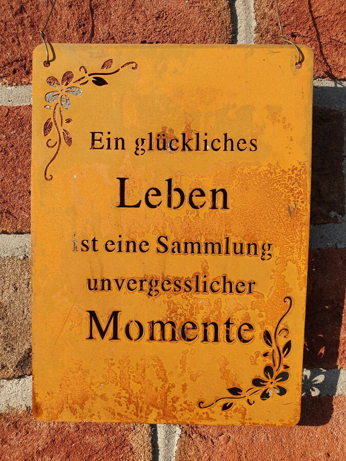 Edelrost Schild Tafel Spruch Garten Deko Momente leben eBay